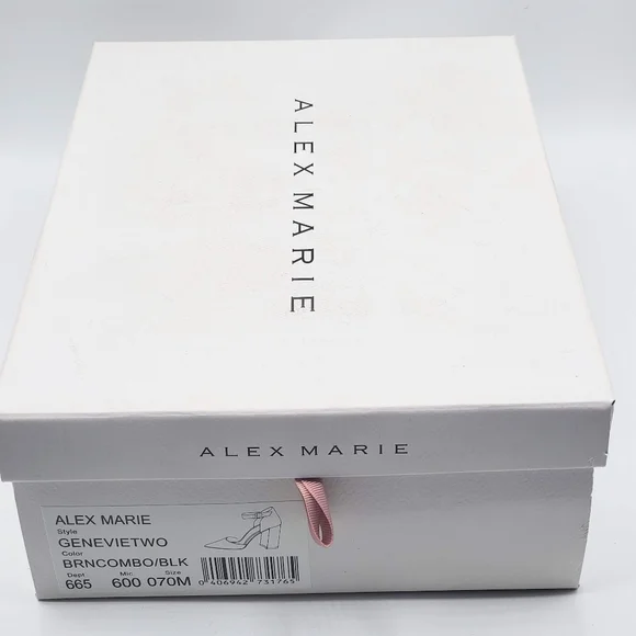 Alex Marie Leopard Ankle Strap Block Heels Leopard Print☆Real Fur - Picture 11 of 12